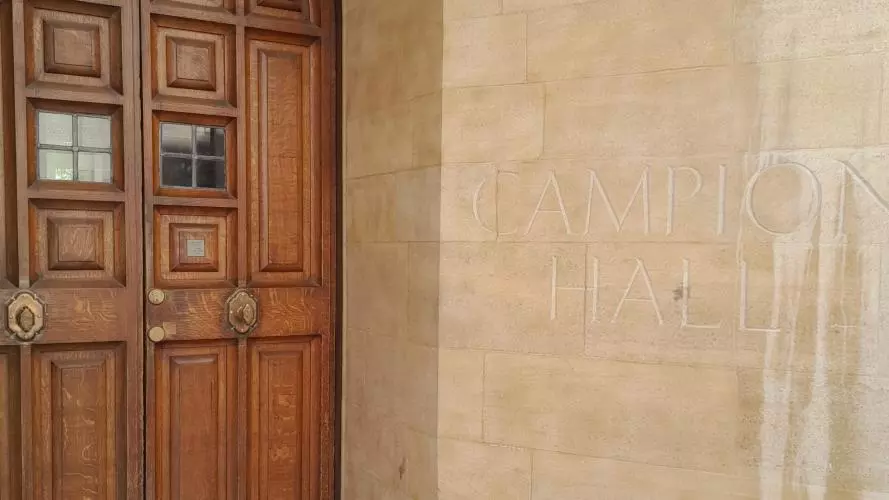hall front door and inscription