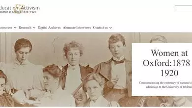 Screenshot of the Women at Oxford homepage