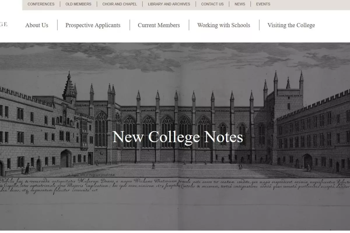 Screenshot of New College Notes main page