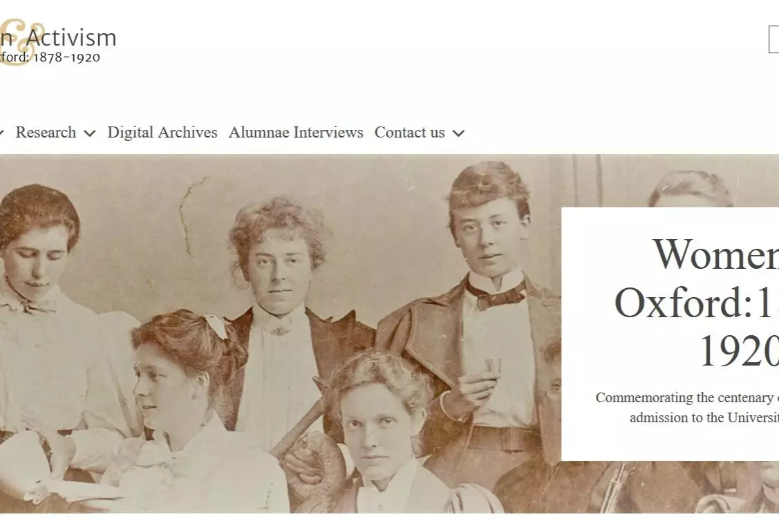 Screenshot of the Women at Oxford homepage